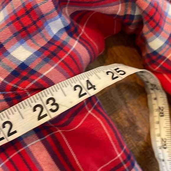 L.L. bean red flannel fleece trim button down size XL - Picture 7 of 9